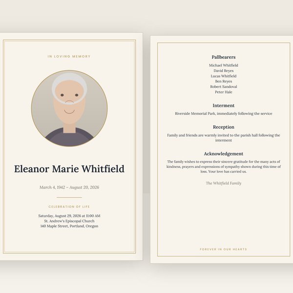 Classic funeral program template